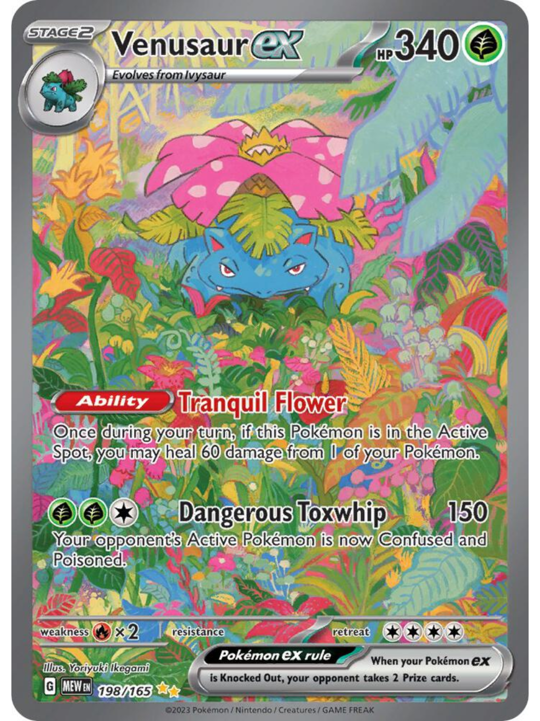 Venusaur ex Full Art Holofoil — Scarlet & Violet 151 198/165 (2023) — Raw NM/M